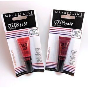 2 Color Jolt Lip Paints Berry Orange Lip Gloss Liquid Lip Pigment Maybelline Set